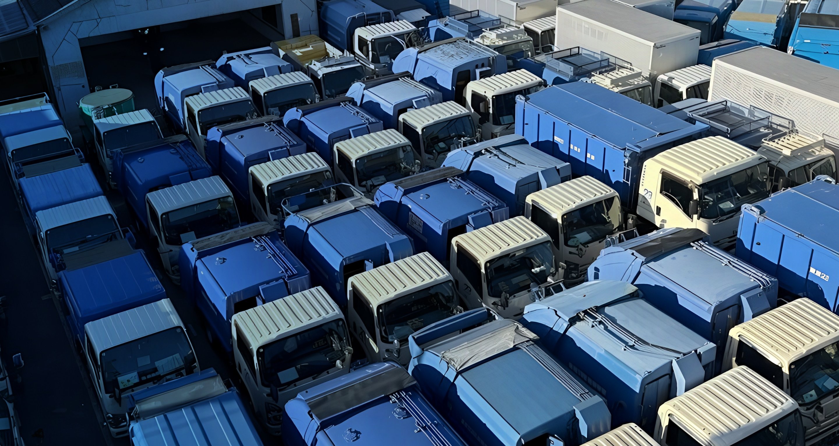 並んだ中野運輸の収集車両